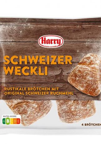 Harry Brot Schweizer Weckli 4 Brötchen = 280 g Rustikales Brötchen mit Orginal Schweizer Ruchmehl zum Fertigbacken